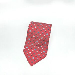 Hermes Red Silk Duck Flower Pattern Necktie 7867 UA Made in France Mens Tie